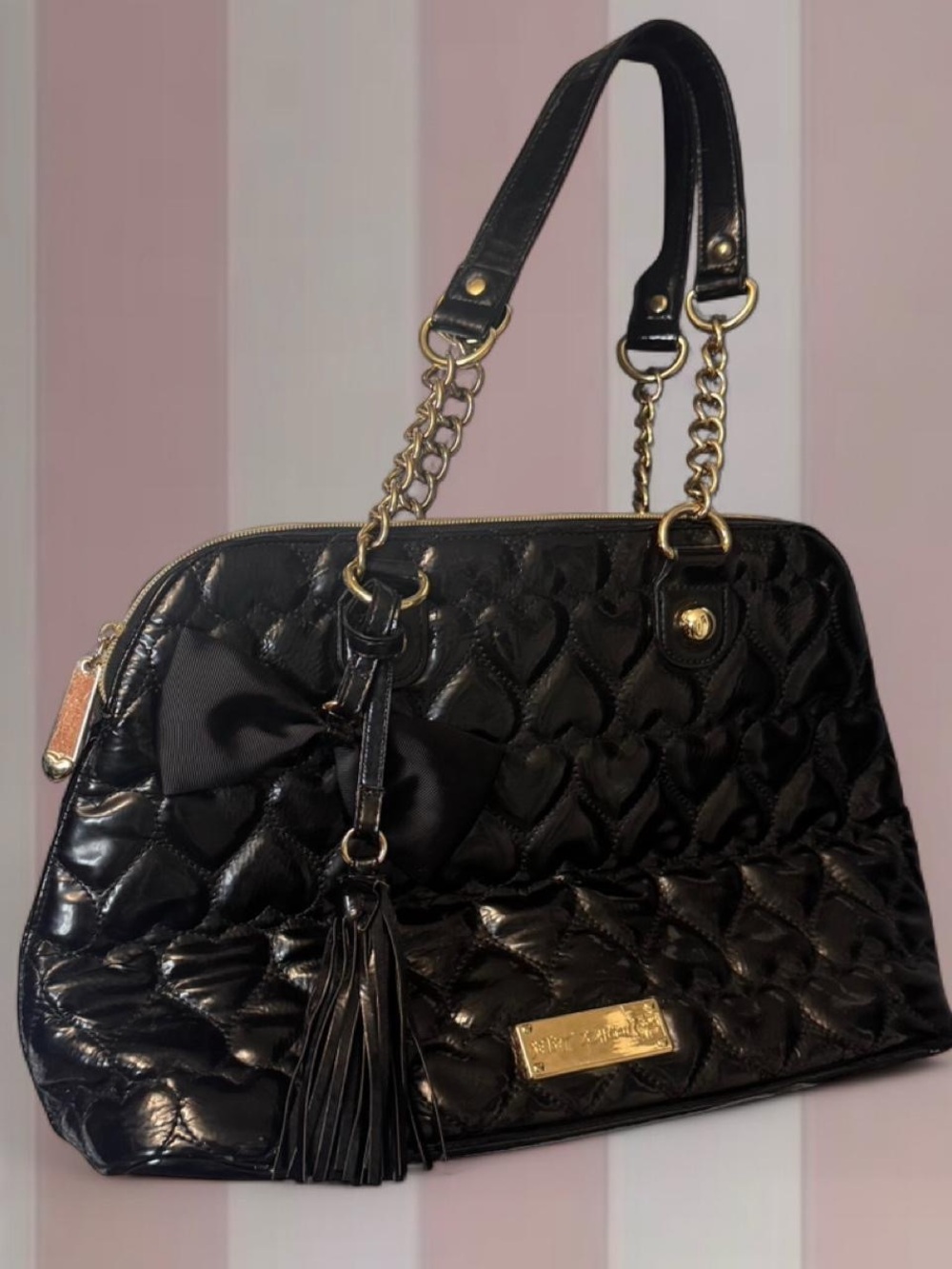 Betsey Johnson Heart Quilted Shoulder Bag